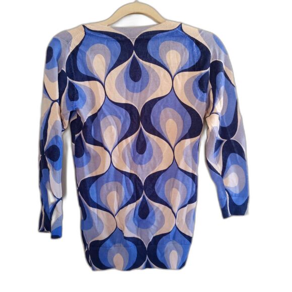 Boden sz. 2 swirly blue pattern sweater 3/4 arm wool - Picture 3 of 10